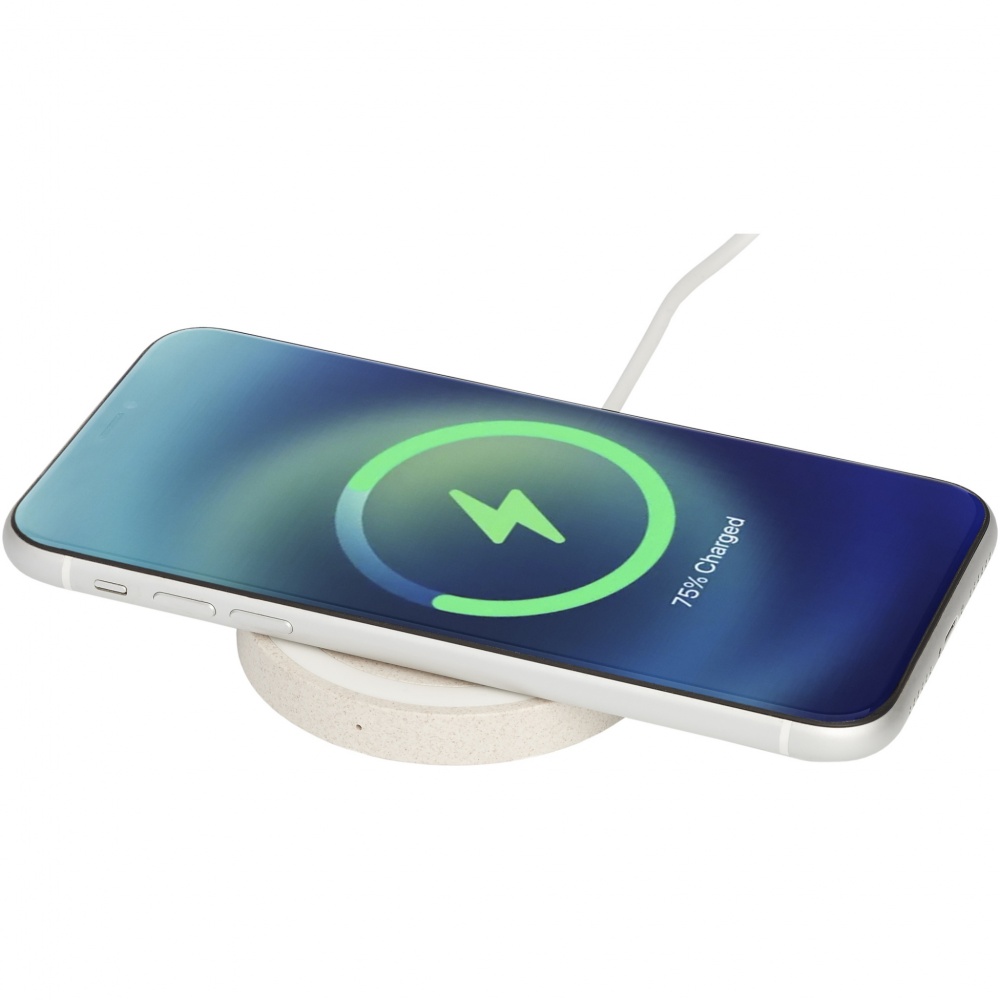 Logo trade promotional item photo of: Naka 5W wheat straw wireless charging pad