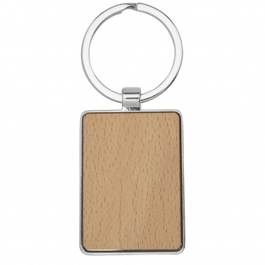 Logo trade business gift photo of: Mauro beech wood rectangular keychain