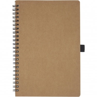 Logo trade promotional merchandise photo of: Cobble A5 wire-o recycled cardboard notebook with stone paper