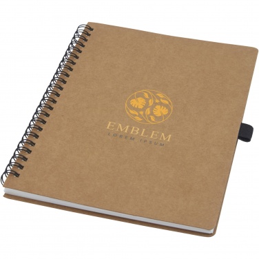 Logo trade promotional giveaways image of: Cobble A5 wire-o recycled cardboard notebook with stone paper