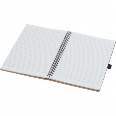 Logo trade promotional item photo of: Cobble A5 wire-o recycled cardboard notebook with stone paper