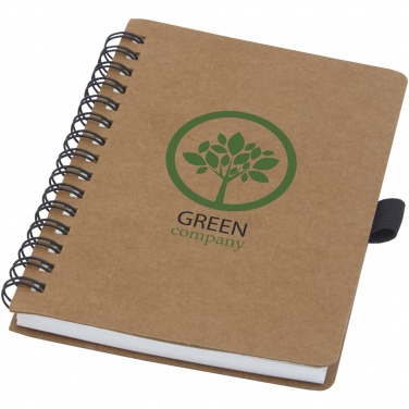 Logo trade promotional gifts image of: Cobble A6 wire-o recycled cardboard notebook with stone paper