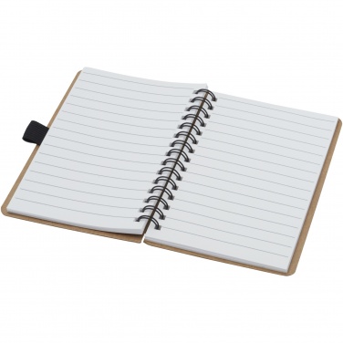 Logo trade promotional giveaway photo of: Cobble A6 wire-o recycled cardboard notebook with stone paper