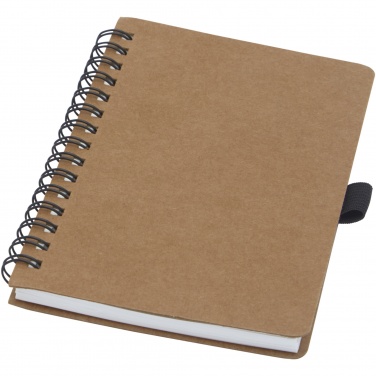 Logo trade promotional items image of: Cobble A6 wire-o recycled cardboard notebook with stone paper