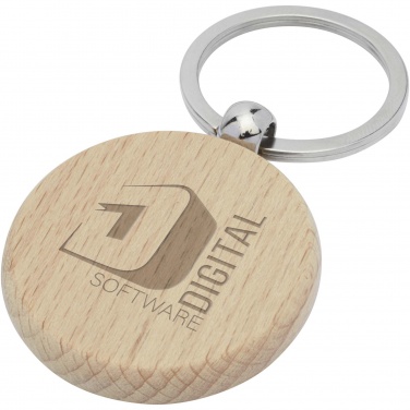 Logo trade promotional products image of: Giovanni beech wood round keychain