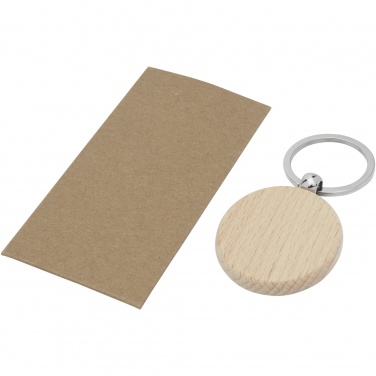 Logo trade promotional giveaway photo of: Giovanni beech wood round keychain