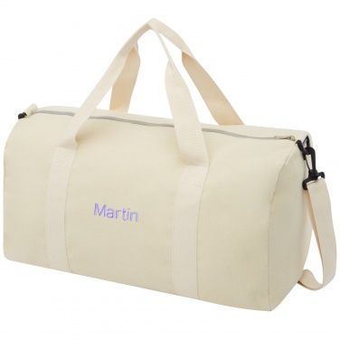 Logo trade promotional merchandise image of: Pheebs 450 g/m² recycled cotton and polyester duffel bag 24L