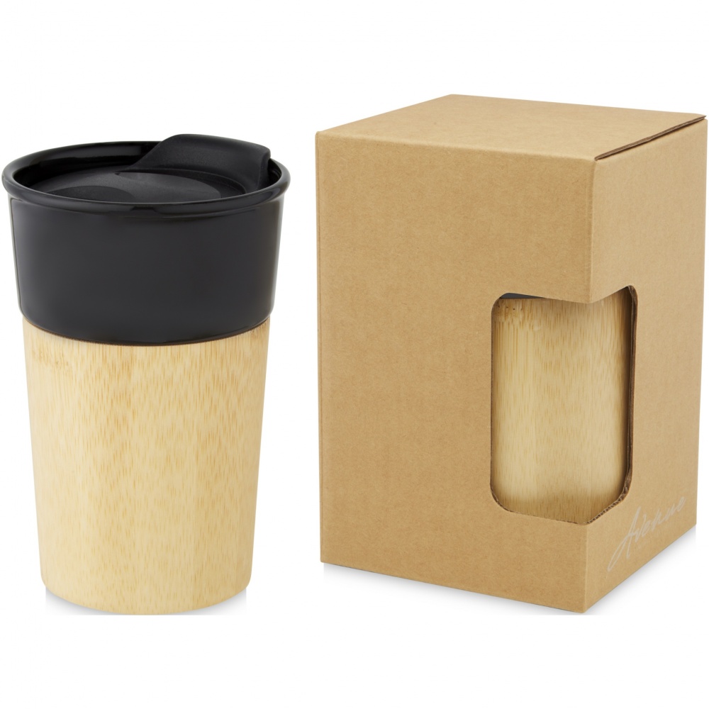 Logo trade promotional items image of: Pereira 320 ml porcelain mug with bamboo outer wall