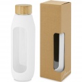 Tidan 600 ml borosilicate glass bottle with silicone grip, White