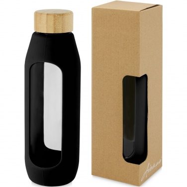 Logo trade promotional giveaways image of: Tidan 600 ml borosilicate glass bottle with silicone grip