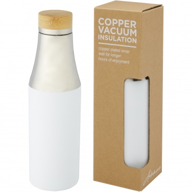 Logo trade business gifts image of: Hulan 540 ml copper vacuum insulated stainless steel bottle with bamboo lid