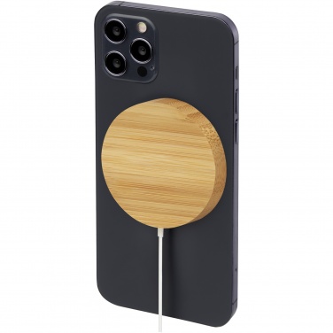 Logotrade promotional product image of: Atra 10W bamboo magnetic wireless charging pad