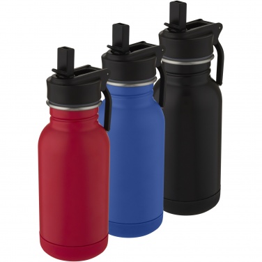 Logo trade promotional items image of: Lina 400 ml stainless steel sport bottle with straw and loop