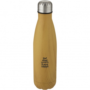 Logo trade business gifts image of: Cove 500 ml vacuum insulated stainless steel bottle with wood print