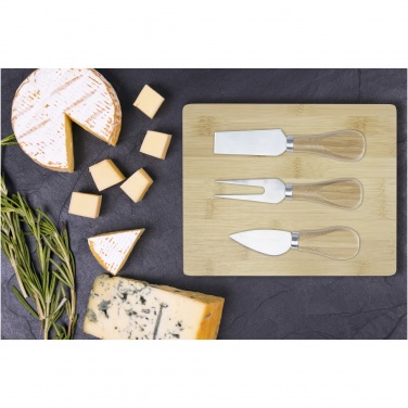 Logo trade corporate gifts image of: Ement bamboo cheese board and tools