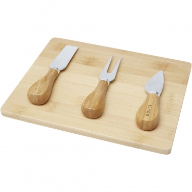 Logo trade promotional gift photo of: Ement bamboo cheese board and tools