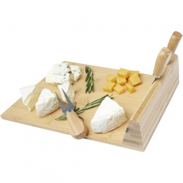 Logo trade corporate gifts image of: Mancheg bamboo magnetic cheese board and tools