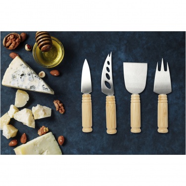 Logotrade promotional product image of: Cheds 4-piece bamboo cheese set