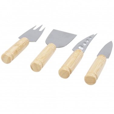 Logo trade promotional merchandise photo of: Cheds 4-piece bamboo cheese set