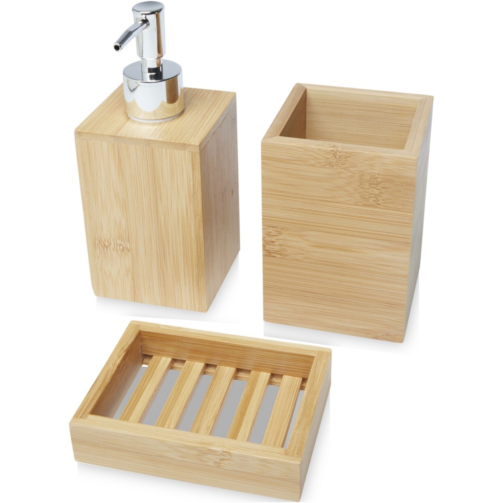 Logo trade promotional items picture of: Hedon 3-piece bamboo bathroom set