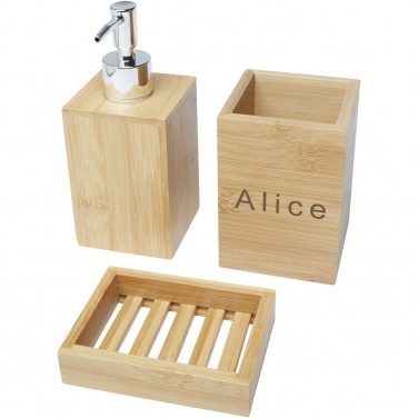 Logo trade corporate gifts picture of: Hedon 3-piece bamboo bathroom set