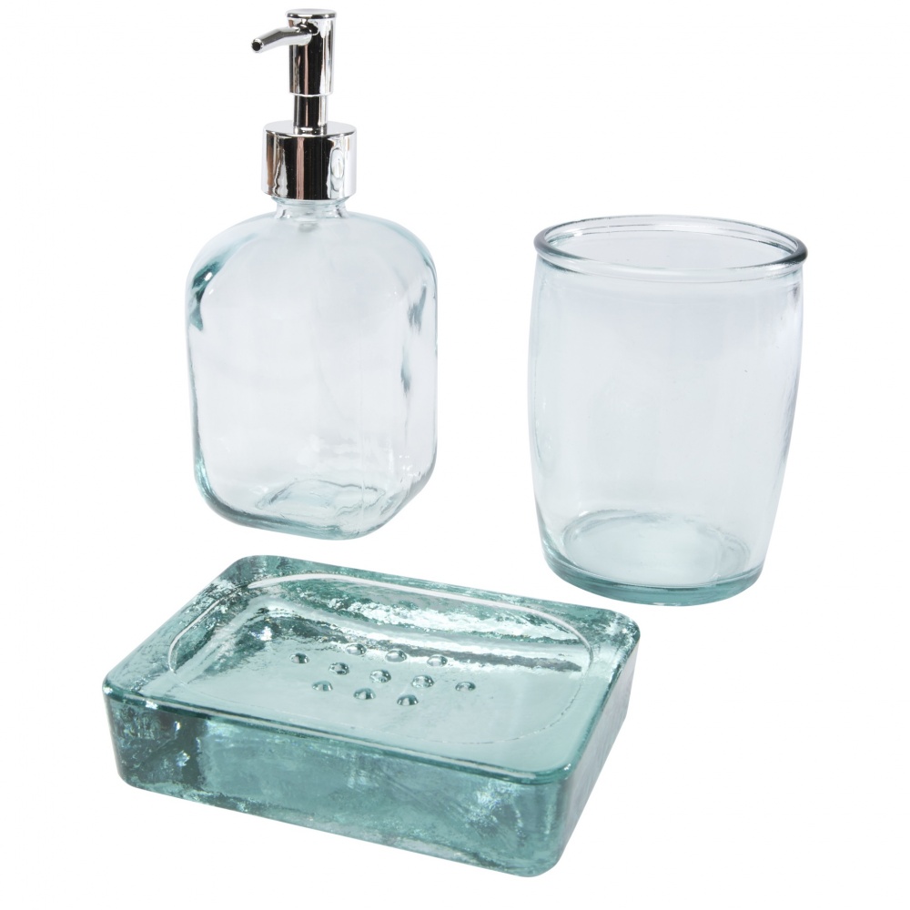 Logo trade promotional product photo of: Jabony 3-piece recycled glass bathroom set