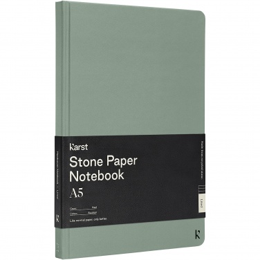 Logo trade promotional gift photo of: Karst® A5 stone paper hardcover notebook - lined