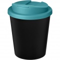 Americano® Espresso Eco 250 ml recycled tumbler with spill-proof lid, Solid black / Aqua blue