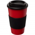 Americano® 350 ml insulated tumbler with grip, Solid black / Red