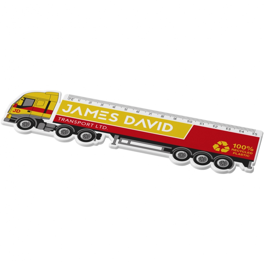 Logo trade promotional gifts image of: Tait 15 cm lorry-shaped recycled plastic ruler