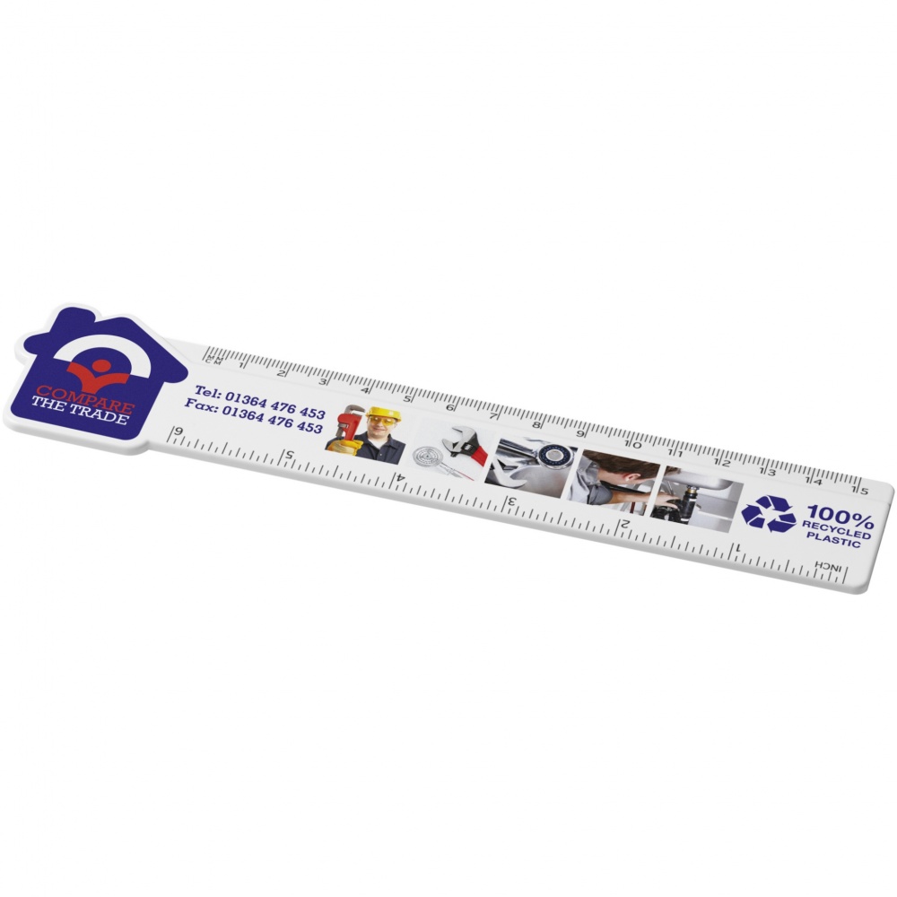 Logo trade promotional items image of: Tait 15 cm house-shaped recycled plastic ruler