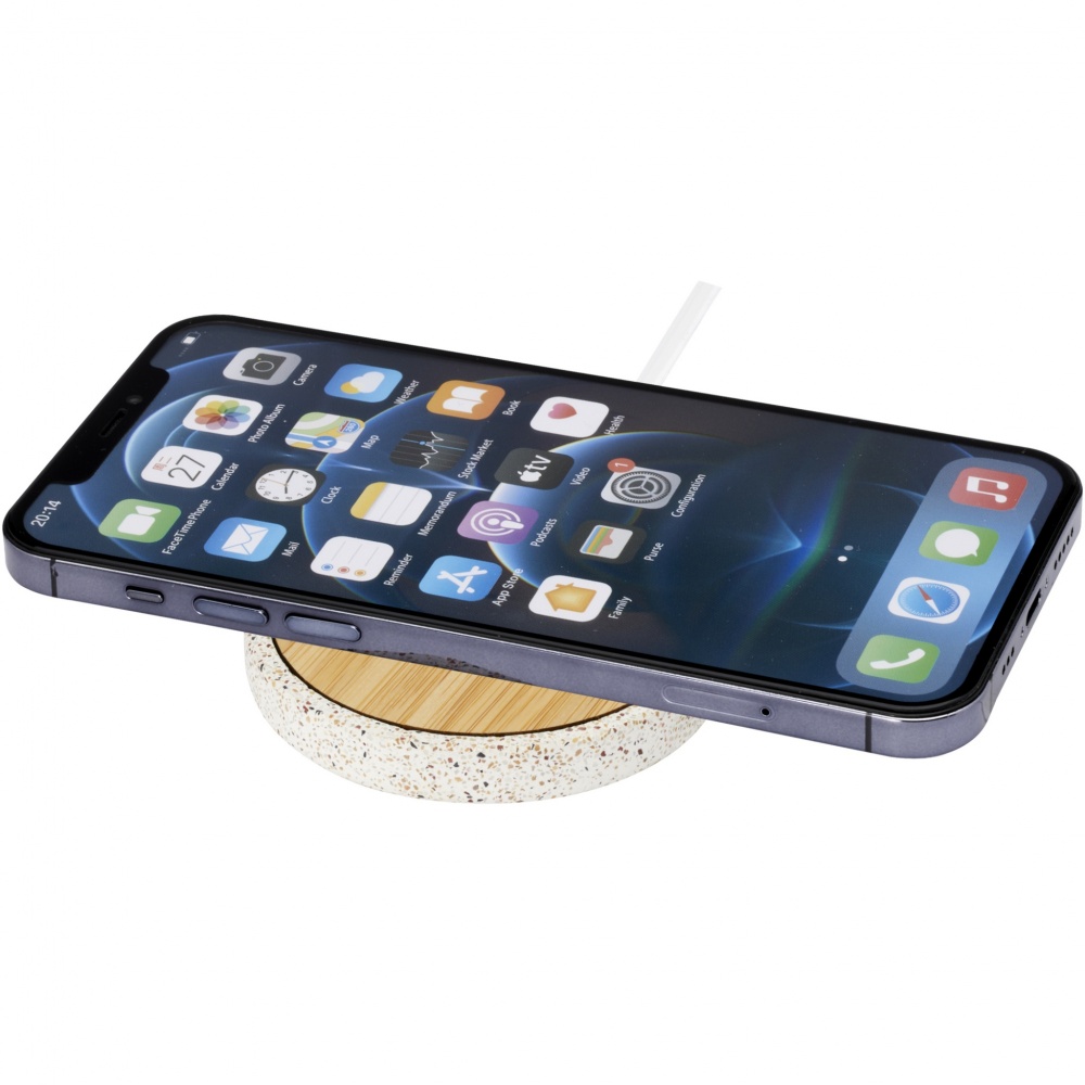 Logo trade promotional product photo of: Terrazzo 10W wireless bamboo charging pad