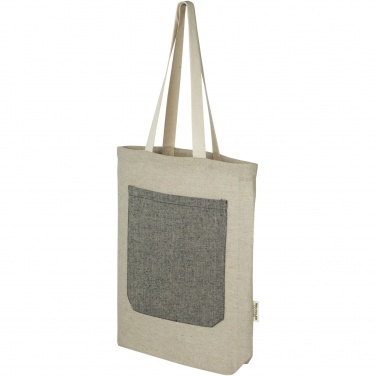 Logotrade promotional products photo of: Pheebs 150 g/m² recycled cotton tote bag with front pocket 9L