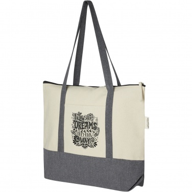 Logo trade promotional merchandise photo of: Repose 320 g/m² recycled cotton zippered tote bag 10L