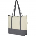 Repose 320 g/m² recycled cotton zippered tote bag 10L, Natural / Heather grey