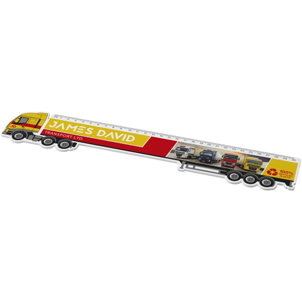 Logo trade promotional merchandise photo of: Tait 30cm lorry-shaped recycled plastic ruler