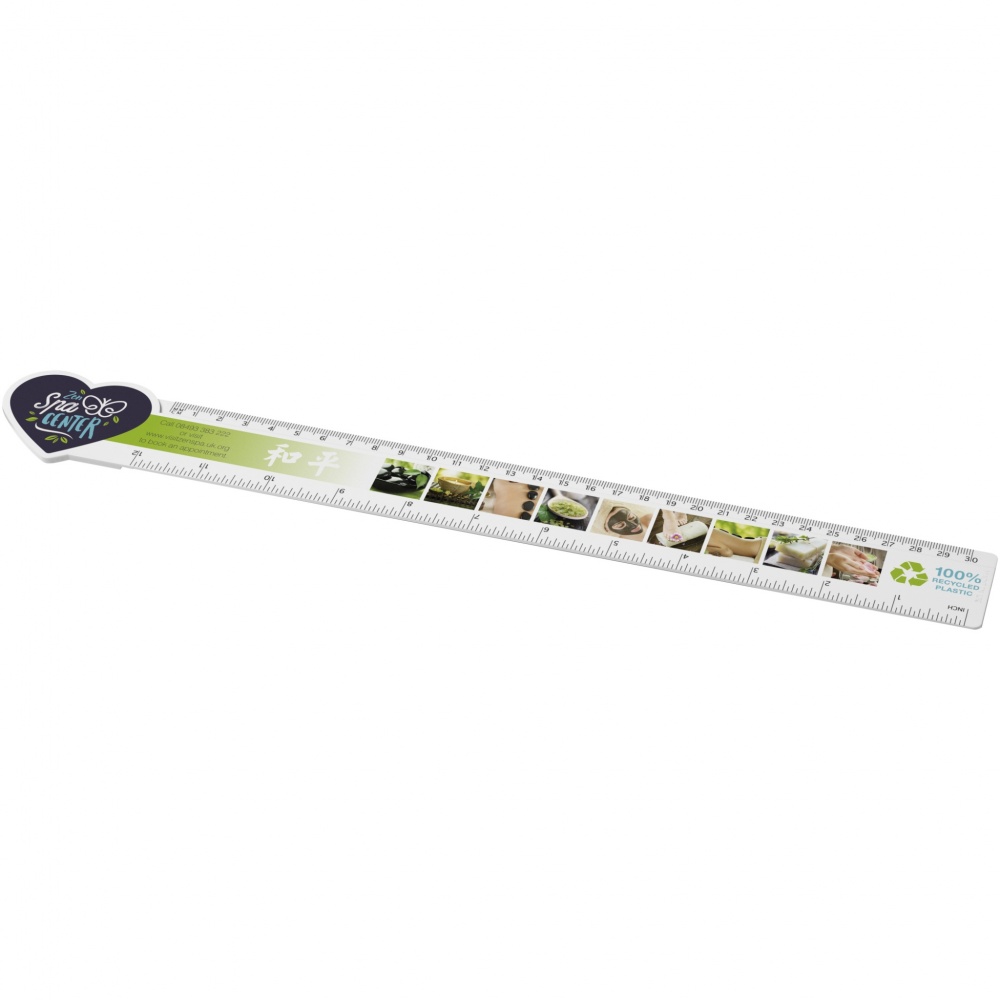 Logo trade promotional gifts image of: Tait 30cm heart-shaped recycled plastic ruler