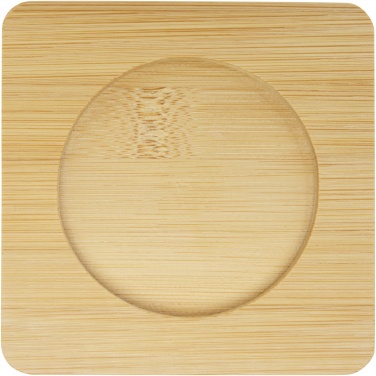 Logo trade business gift photo of: Manti 2-piece 250 ml double-wall glass cup with bamboo coaster 