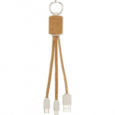 Logo trade advertising products picture of: Bates wheat straw and cork 3-in-1 charging cable