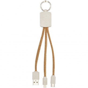 Logotrade promotional gift picture of: Bates wheat straw and cork 3-in-1 charging cable