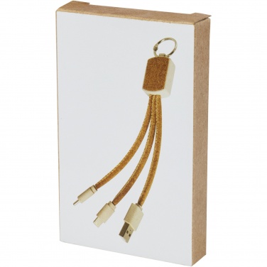 Logo trade promotional giveaways image of: Bates wheat straw and cork 3-in-1 charging cable