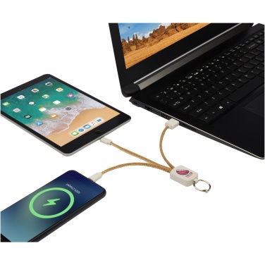 Logo trade promotional giveaway photo of: Bates wheat straw and cork 3-in-1 charging cable