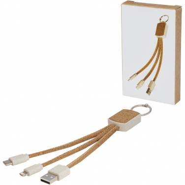 Logotrade promotional merchandise photo of: Bates wheat straw and cork 3-in-1 charging cable