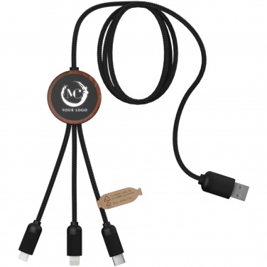 Logotrade promotional giveaways photo of: SCX.design C36 3-in-1 rPET light-up logo extended charging cable with round bamboo casing