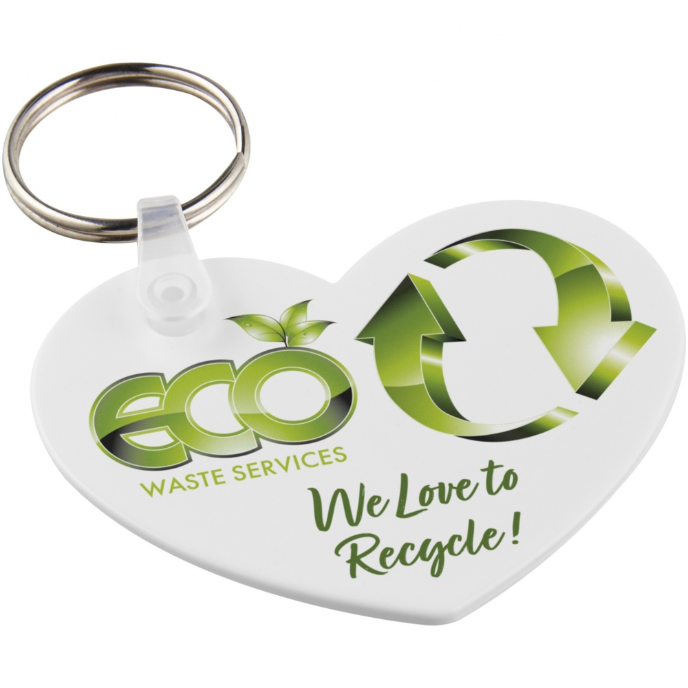 Logo trade promotional item photo of: Tait heart-shaped recycled keychain