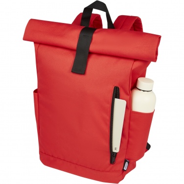 Logo trade advertising products picture of: Byron 15.6" GRS RPET roll-top backpack 18L