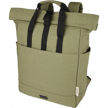 Logo trade promotional merchandise picture of: Joey 15” GRS recycled canvas rolltop laptop backpack 15L