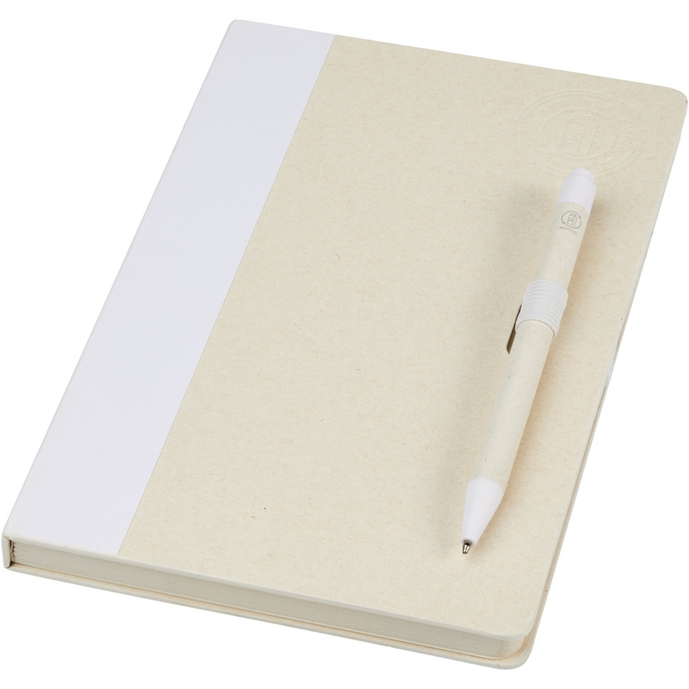 Logo trade business gift photo of: Dairy Dream A5 size reference recycled milk cartons notebook and ballpoint pen set