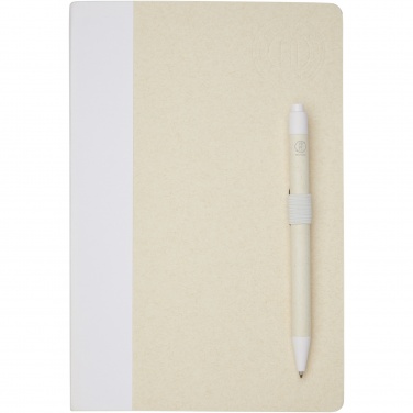 Logo trade promotional giveaways image of: Dairy Dream A5 size reference recycled milk cartons notebook and ballpoint pen set