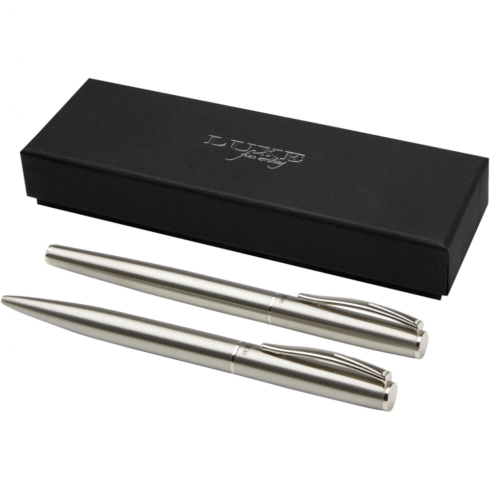 Logo trade promotional product photo of: Didimis recycled stainless steel ballpoint and rollerball pen set